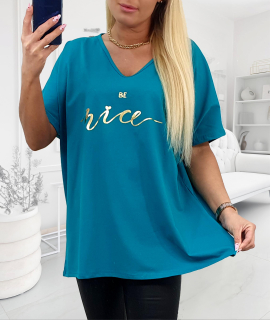 NOVÉ! Bavlněné tričko NICE / mořská  - Jedna velikost