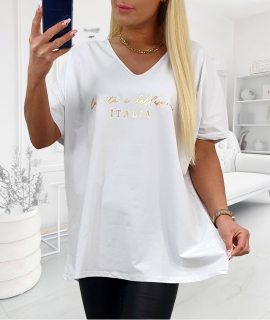 NOVÉ! Bavlněné prodloužené tričko bílá - Jedna velikost