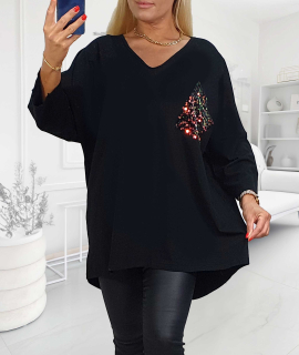 NOVÁ! Bavlněná tunika se zdobením z překlápěcích flitrů - Jedna velikost