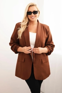 NOVÉ! Elegantní plus size sako čokoládová - Jedna velikost