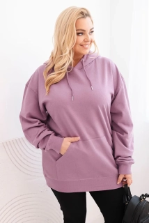 NOVÁ! Mikina s kapucí a klokaní kapsou Plus Size tmavě růžová - 2XL