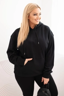 NOVÁ! Mikina s kapucí a klokaní kapsou Plus Size černá - XL
