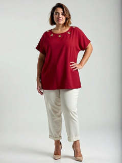 NOVÁ! Bavlněná vínová halenka/triko - Jedna velikost