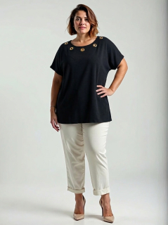 NOVÁ! Bavlněná černá halenka/triko  - Jedna velikost