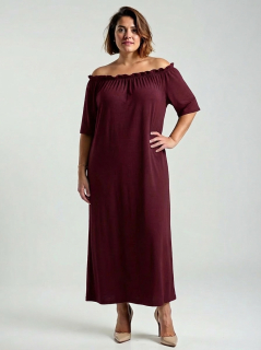 NOVÉ! Viskózové šaty bordó - Jedna velikost