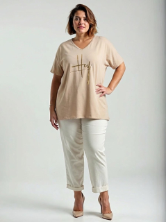 NOVÉ! Bavlněné tričko béžové - Jedna velikost