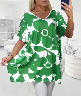 NOVÁ! Vzorovaná tunika bílá/zelená - Jedna velikost