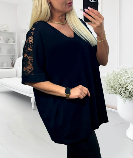NOVÁ! Bavlněná prodloužená halenka s krajkou - Jedna velikost